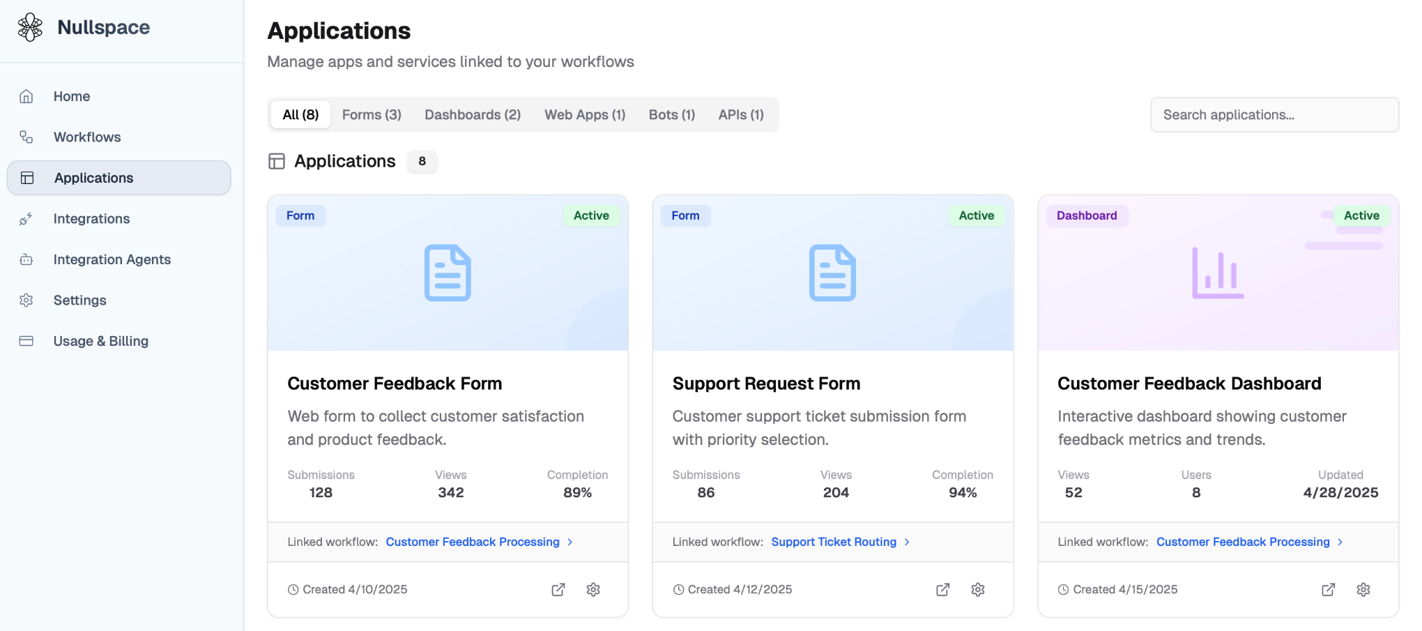 Applications—forms and dashboards