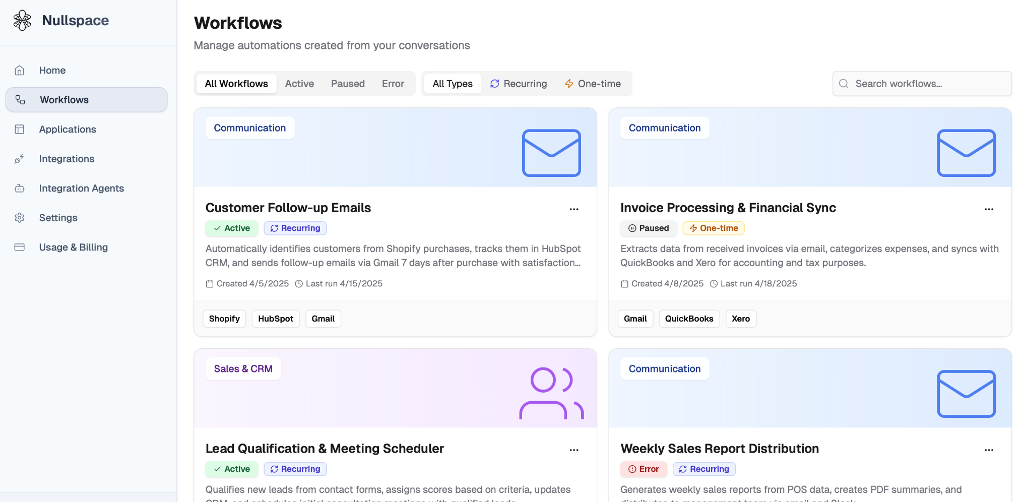 Workflow dashboard